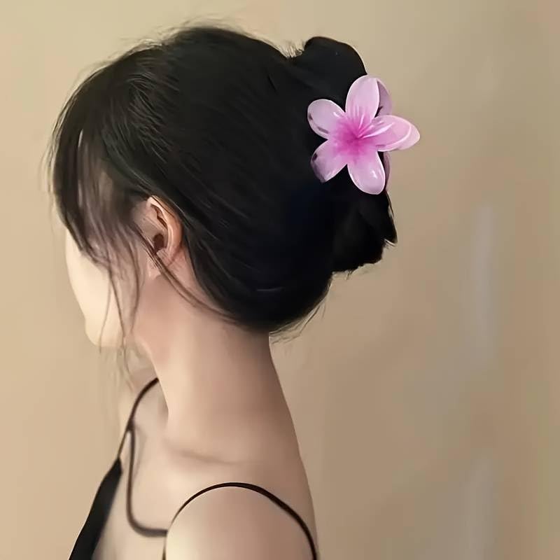 Image of Cerrito 4 Pcs Colorful Flower Hair Claw Clips for Women & Girls, Gradient Lily Design, Strong Hold, Lightweight, Cute & Stylish Hair Accessories for Daily Use, Travel, Gifting, Multicolor