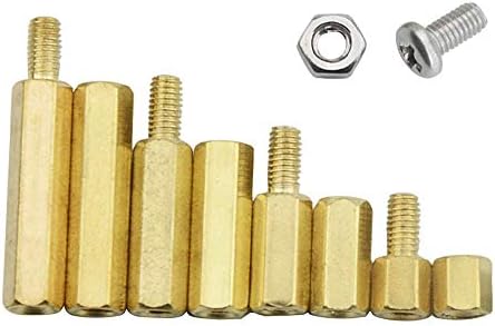 BGTXINGI 240pcs M3 Brass Male-Female/Female-Female Hex Brass Spacer Standoff Screw Nut Assortment Kit and Stainless Steel Screw Nut Set (Brass M3)