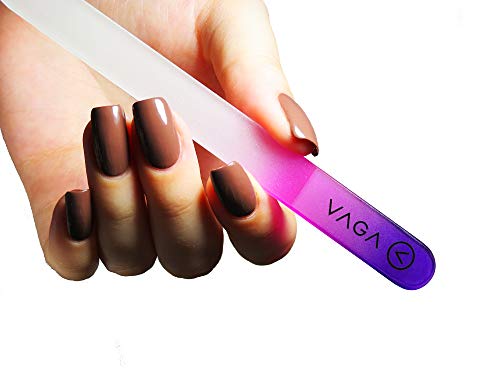 Vaga Glass Nail File With Case 4 Glass Nail Files For Natural Nails And Acrylic Nail Filer, Nail Care Set Of Crystal Files In Cheeky Colors, Fingernail File For Manicure, Nails Strengthener Hardener #TOP3