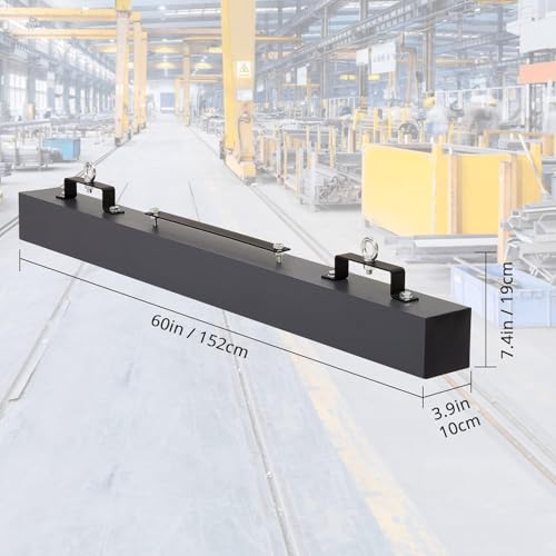 60\" Heavy Duty Magnetic Sweeper - 140LB Capacity Industrial Magnet Bar for Nails, Screws & Metal Debris - Quick Release Lever for Construction Sites & Driveways