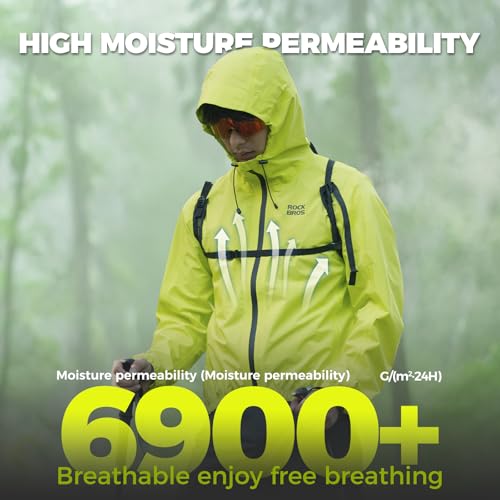 ROCKBROS Chubasquero Deportiva Hombre Mujer, Chaqueta Impermeable Transpirable Cortavientos con Detalles Reflectantes para Ciclismo Running Acampada Marcha Senderismo, S-4XL - imagen 3
