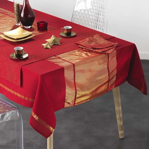 Lot de 6 serviettes fils métallisés L. 40 cm x l. 40 cm - Rouge et or – vue 3