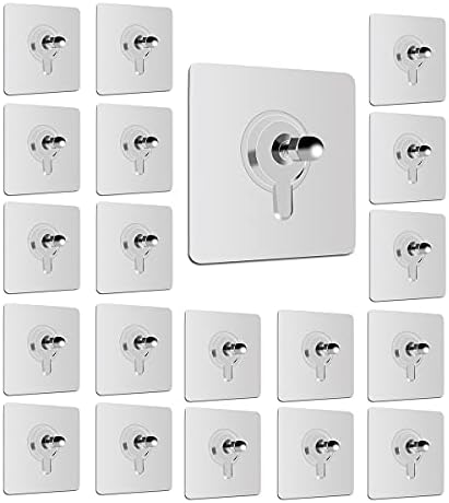 20 pcs Self Adhesive Hanging Nails, Detachable Self Adhesive Screw Hooks, Mounted Picture Frame Hanging ,SeamlessTransparent No NailsDrill Waterproof Hooks for Bathroom Kitchen,(max 7kg)