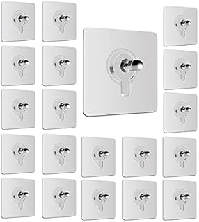 20 pcs Self Adhesive Hanging Nails, Detachable Self Adhesive Screw Hooks, Mounted Picture Frame Hanging ,SeamlessTransparent No NailsDrill Waterproof Hooks for Bathroom Kitchen,(max 7kg)