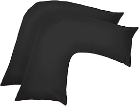 V Shaped Pillow Case Cover - 2 Pack Poly-Cotton Orthopedic Pillowcase To Fit V shape pillows For Back, Neck & Leg Support in Pregnancy, Maternity & Orthopaedic - Body Support Pillow… (Black)