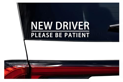 New Driver Warning Window Decal: 11 x 3 Inch White Vinyl for Practice Cars