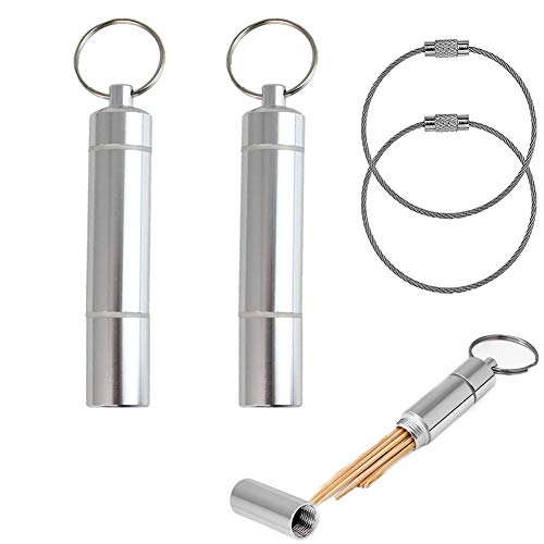 Dispensador de palillos de dientes de acero inoxidable y metal, portátil, soporte de metal, pastillero, llavero para viajes, senderismo, camping, exterior Cover