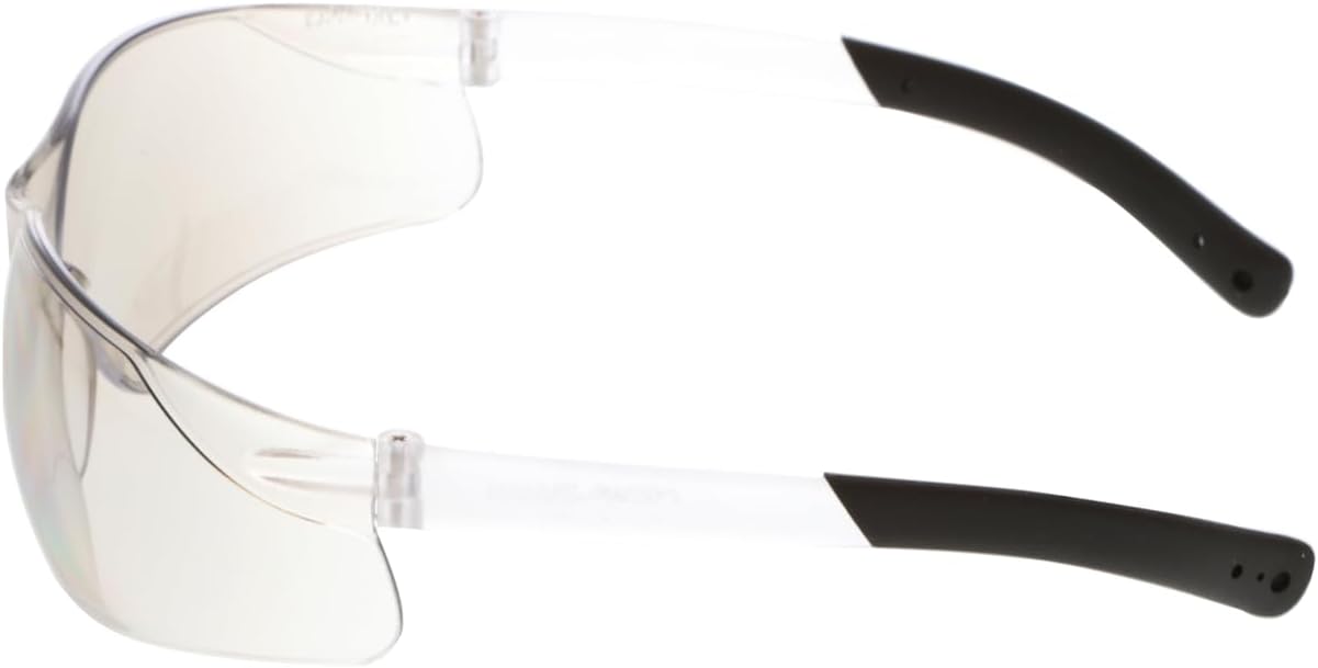 Crews BK219 BearKat Polycarbonate Indoor/Outdoor Clear Mirror Lens Safety Glasses with Non-Slip Hybrid Black Temple Sleeve, Small, 1 Pair