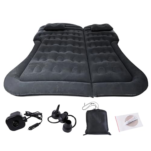 ZXYGJL Car Air Mattress Compatible with Vauxhall Mokka Electric, Car Camping Travel Bed with Air Pump and Two Air Pillows, Portable Rest Mat,A-Black