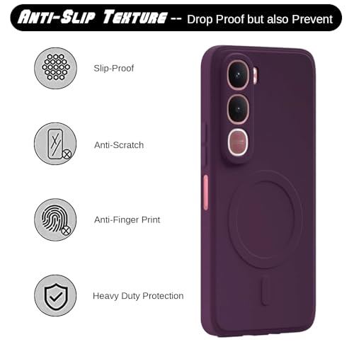 Image of Back Cover Compatible with Vivo Y31 5G | MagFit Ring Design (Non-Magnetic) | Shockproof Case | Anti-Slip Grip | Raised Camera Edges | Slim Protective Case for Vivo Y31 5G (Purple)