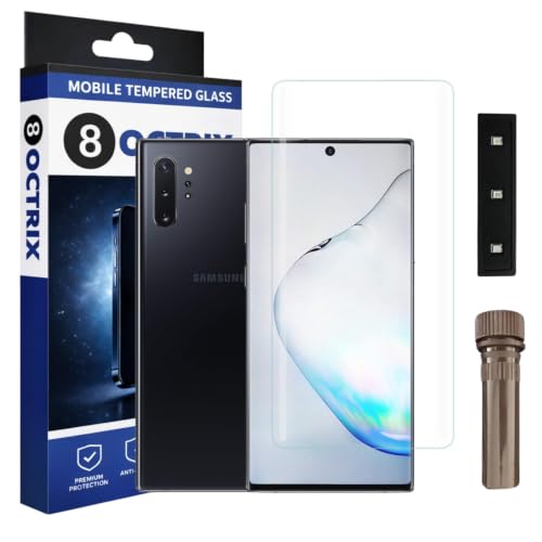 Image of Curved UV Tempered Glass Screen Protector for Samsung Note 10 Plus | Transparent | Pack of 1 | Full Screen Coverage with UV Installation Kit