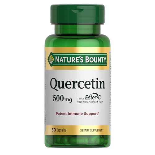 Nature’s Bounty Quercetin, Immune Support, 500mg, With Vitamin C, Rose Hips, & Rutin, 60 count