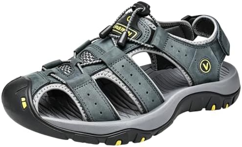 （12:00時点） [NEARDREAM] メンズ スポーツ サンダル 登山サンダル アウトドア 水陸両用 sandals men leathe スポーツさんだる おしゃれ 本革製 グレー 26.0 cm