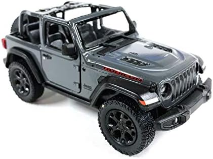 HCK Jeep Wrangler Rubicon 4x4 Convertible Off Road Exploration Diecast Model Toy Car Grey