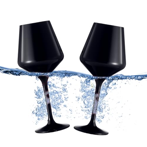 Floating Pool Wine Glasses Set of 2, 18 Oz, Matte Black