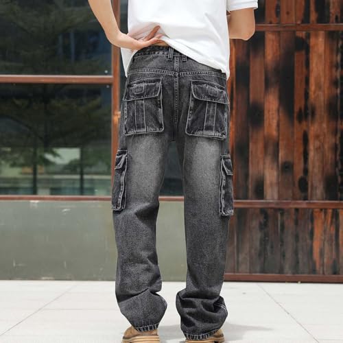 Big and Tall Men Jeans Baggy Cargo Denim Pants Vintage Washed Y2k Trendy Jeans Multic Pocket Comfy Stretch Streetwear 6