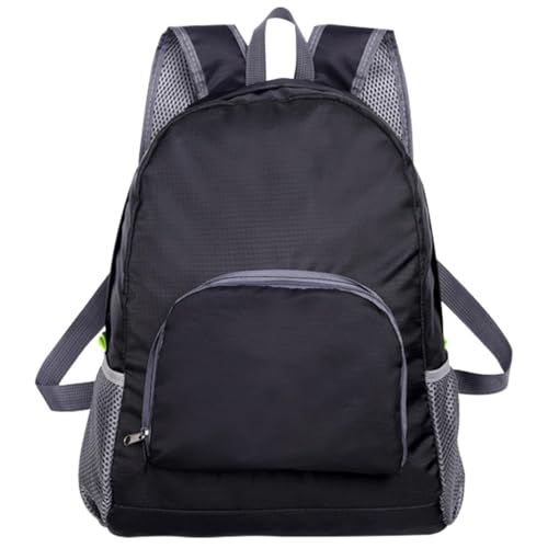BRDTKUGV Lightweight Foldable Backpack, Packable Daypack for Travel, Versatile Waterproof and Durable Rucksack, Ideal for Outdoor Camping, Hiking, Shopping, and Biking Adventures(Black)