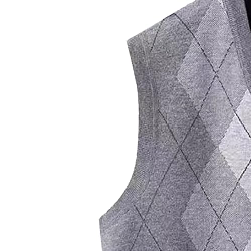 Mens V Neck Knitwear Vest Argyle Sweater Sleeveless Vests Lightweight Cotton Pullover Waistcoats3