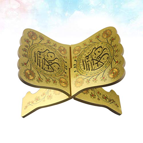 Prateleira de madeira para livros ExCEART com suporte para livros sagrados da Bíblia dourada