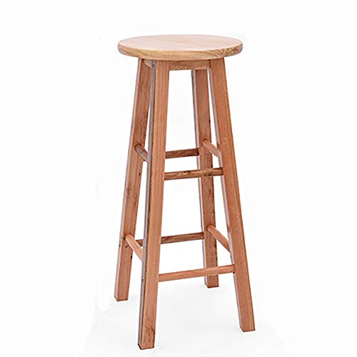 Taburete de escalera ZCJB Taburete Redondo De Madera con Reposapiés, 27inch Altos Taburetes Asiento Redondo For Counter Café Pub Cocina Desayuno Taburete (Color : Wood Color, Size : H/70m)