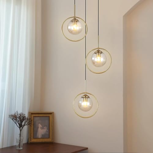 Image of Wall Lamp Chandelier Pendant Light, Home Decor for Bedroom, Living Room, Hallway, Cafe, Hotel, Restaurant (Amber Ring Hanging LAMP Set with LED Bulb Pack of 1)