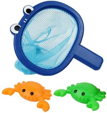 Baby Bath Toys 1 Pcs Crab Animals Fishing Net with 2 Pcs Water Floating Sea Animals Crab Toys, Bathroom Pool Water Floating Accessory Duck Crab Frog Fishing Play Set for Toddlers