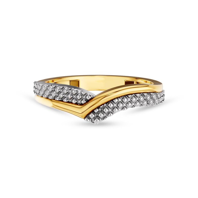KISNA 9KT / 14KT / 18KT Two Tone Crest Yellow Gold Ring For Women | S14