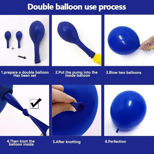 Image of Blue Yellow Balloons Garland Double Stuffed Pearl Yellow White Royal Blue Balloon Arch Kit for Wedding Bridal Baby Shower Lemon Birthday Party Decoration