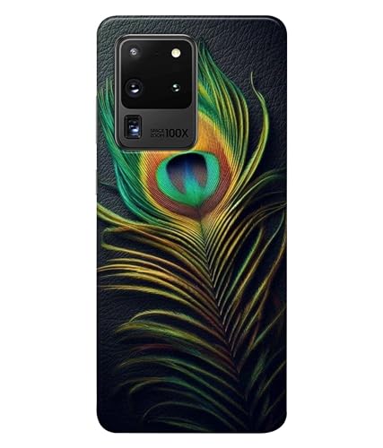Image of Peacock Feather Mor Pankh Printed Hard Back Case Cover Compatible for Samsung Galaxy S20 Ultra (Multicolor) - D1671