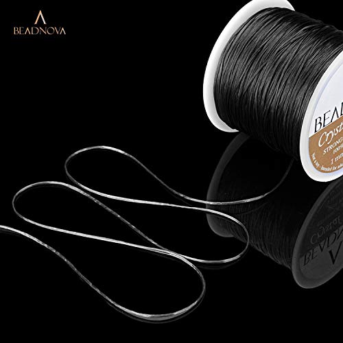 Beadnova 1Mm Elastic Stretch Crystal String Cord For Jewelry Making Bracelet Beading Thread 60M/Roll (Black) #TOP4