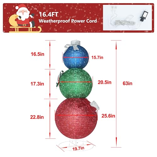 Yardenaler PG0403-20 5Ft Lighted Pop-Up Stackable Ornaments For Decoration, 3D Pre-Lit Decor With 210 Led Lights For Christmas, Freestanding Glittered Holiday Display With Easy Pop-Up Design For Outdoor thumb #1