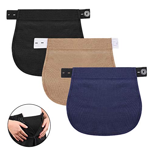 Accmor Maternity Pants Extender, 3 Packs Elastic Waist Extender for Pregnancy, Adjustable Pregnancy Waistband Extender Trouser Extender for Pregnancy Women