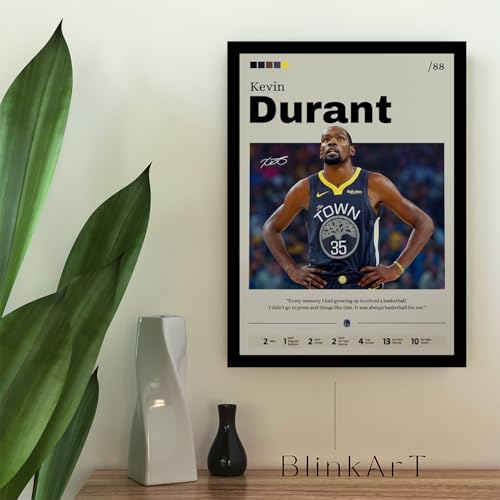 Image of BLINKART Kevin Durant | Nba Basketball Player | Synthetic Wood Photo Framed Wall Hanging Poster For Room & Office Bedroom Living Boys And Girl Room Home Wall Hanging | 12x18 Inches