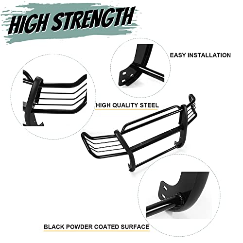 Hecasa Brush Grille Guard Compatible With 1998-2004 Toyota Tacoma Grill Guard Light Protector Black Powder Coated #TOP4