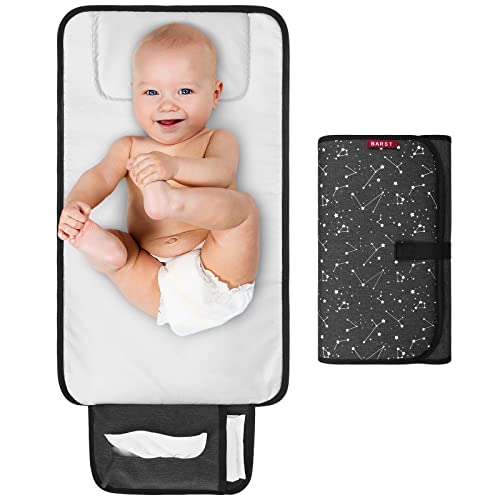 BARST Cambiador de pañales portátil, impermeable plegable cambiador de bebé con toallitas bolsillo viaje pañal cambio de estera regalo para baby shower recién nacido unisex gris
