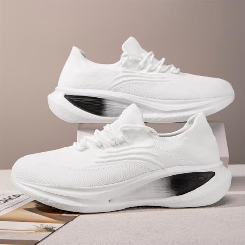 Image of DLWKIPV Running Shoes for Men Casual Slip on Tennis Walking Sneakers Lightweight Breathable Mesh Fashion Gym Athletic Sports Workout Non Slip Trainers White W Size 8.5