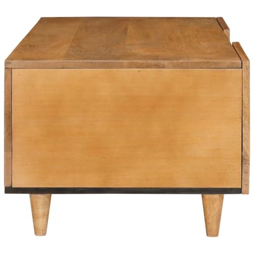 Table basse bois de mangue massif 100 cm salon rangement blanc