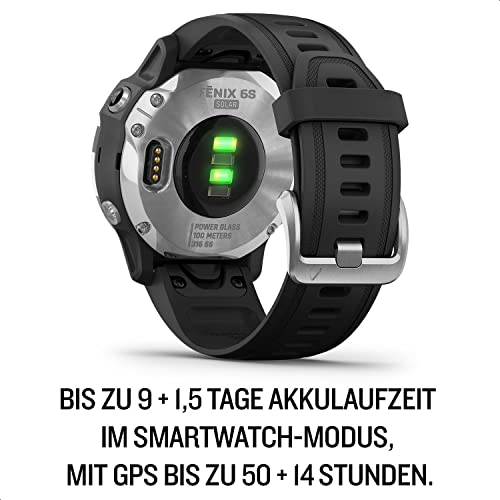 Garmin fenix 6S Solar – schlanke GPS-Multisport-Smartwatch mit Solar-Ladefunktion für bis zu 10 Tage Akku. 1,2“ Display für schmale Handgelenke, mit vorinstallierten Sport-Apps, Silber/Schwarz - Image 4