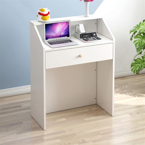 Comptoir d'accueil moderne blanc en bois 60cm avec tiroir de sécurité
