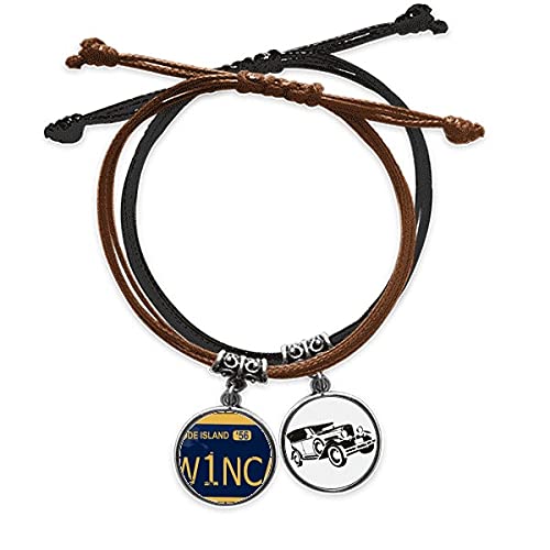 Bracelet Plaque de Voiture américaine le cadeau idéal en cuir
