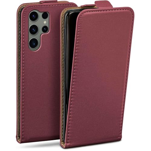 Étui protection rabat Samsung S23 Ultra housse magnétique cuir bordeaux