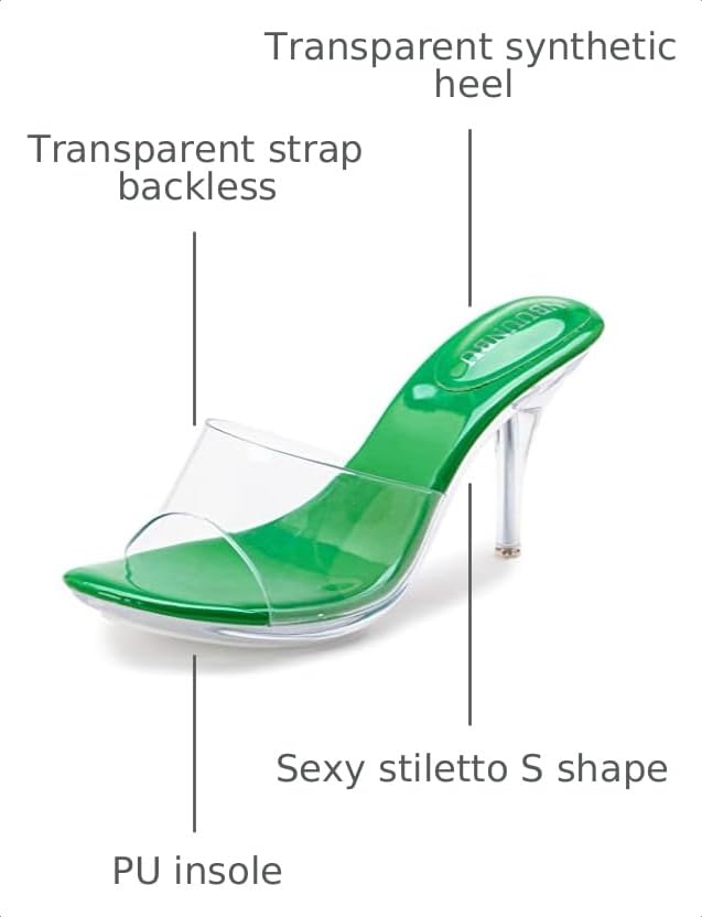 Image of NBUUNBU Silver Clear Heels For Women Dress Shoes Transparent Strap Sexy Stilletos Heels Open Toe High Silver Heeled Sandals Pump Mules