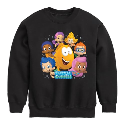 HYBRID APPAREL - Bubble Guppies - Mr. Grouper and Guppies - Toddler and Youth Crewneck Fleece Sweatshirt - Size 2T Black