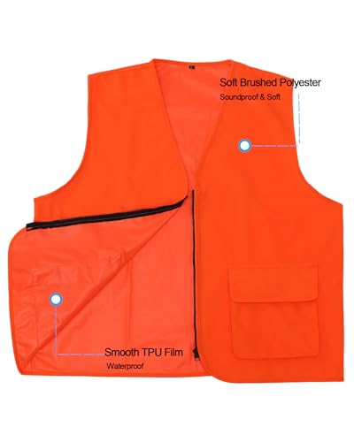 Men's Hunting Vest - Blaze Orange - Zipper Closure - Multi Pockets (Available in L and XL)3
