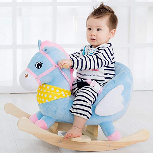 Schaukelpferd QIQIDEDIAN Trojan Pferd Baby Spielzeug Dual-Use-Massivholz mit Musik Baby Schaukelstuhl 1-3 Jahre altes… – Bild 5
