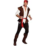 Boland - Kostüm für Erwachsene Pirat Thunder, Hose, Shirt, Weste, Stulpen, Captain, Jack, Sparrow, Seeräuber, Meuterei, Karneval, Halloween, Fasching, Mottoparty, Verkleidung, Theater