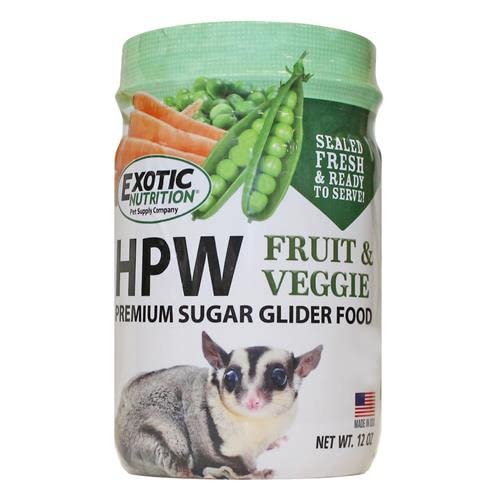 Exotic Nutrition Sugar Glider HPW Diet Jar - High Protein Healthy Natural No Mess Food for Sugar Gliders - High Protein Wombaroo Diet (Fruit & Veggie)