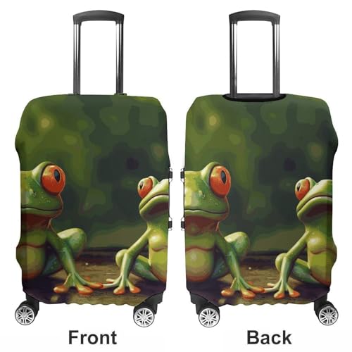 Funny Green Frogs Printed Luggage Cover Protector, Fits 18-32 Inch Luggage3