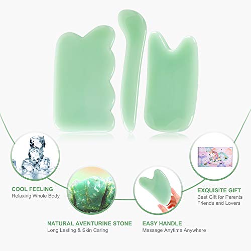Image of airogym Guasha Massage Tool, 5 PCS Guasha Stone Scraping Massage Sets for Face, Massage Stone Board for SPA Acupuncture Physical Therapy, Massaging Sore Muscles Points Puffiness Edema Arthritis