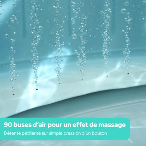 Arebos Spa Gonflable avec éclairage LED | Gonflable | Intérieur & Extérieur | 190x120 cm Ovale | 2 Personnes | 90 Jets de Massage | avec Chauffage | 550 litres | Couverture Incluse | Bubble Spa – vue 6